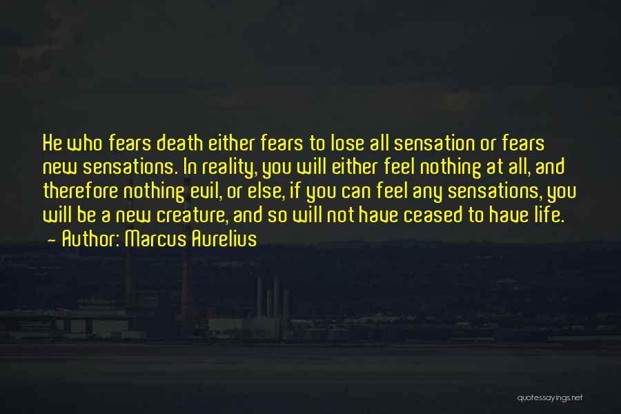 Marcus Aurelius Quotes: He Who Fears Death Either Fears To Lose All Sensation Or Fears New Sensations. In Reality, You Will Either Feel