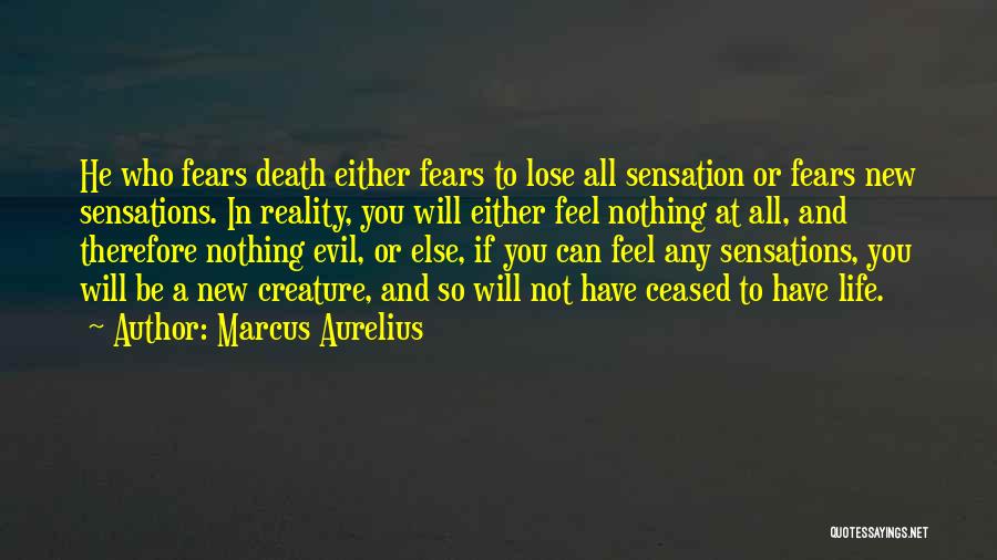 Marcus Aurelius Quotes: He Who Fears Death Either Fears To Lose All Sensation Or Fears New Sensations. In Reality, You Will Either Feel