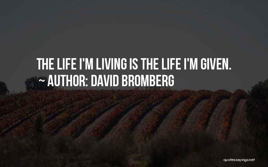 David Bromberg Quotes: The Life I'm Living Is The Life I'm Given.