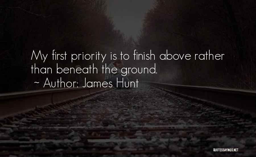 James Hunt Quotes: My First Priority Is To Finish Above Rather Than Beneath The Ground.