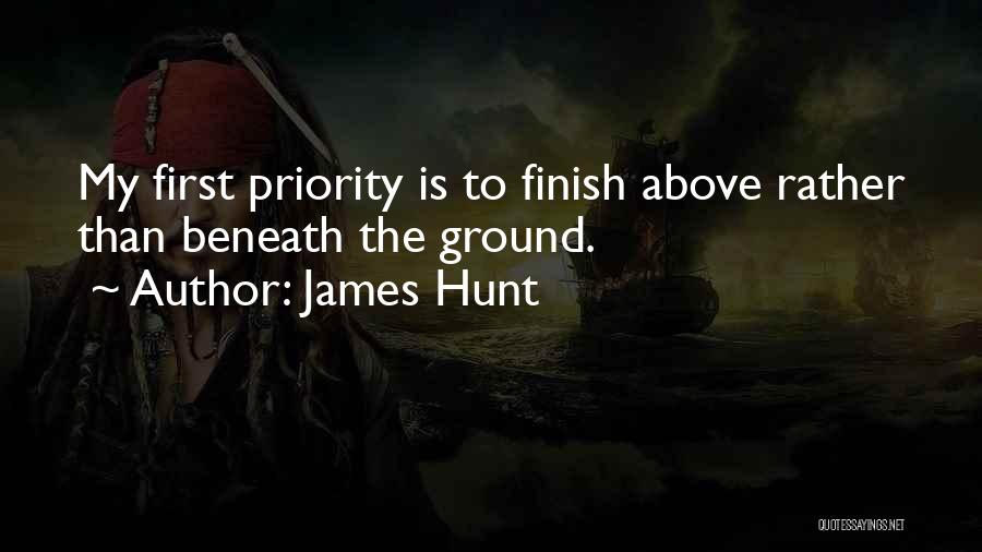 James Hunt Quotes: My First Priority Is To Finish Above Rather Than Beneath The Ground.