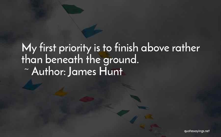 James Hunt Quotes: My First Priority Is To Finish Above Rather Than Beneath The Ground.