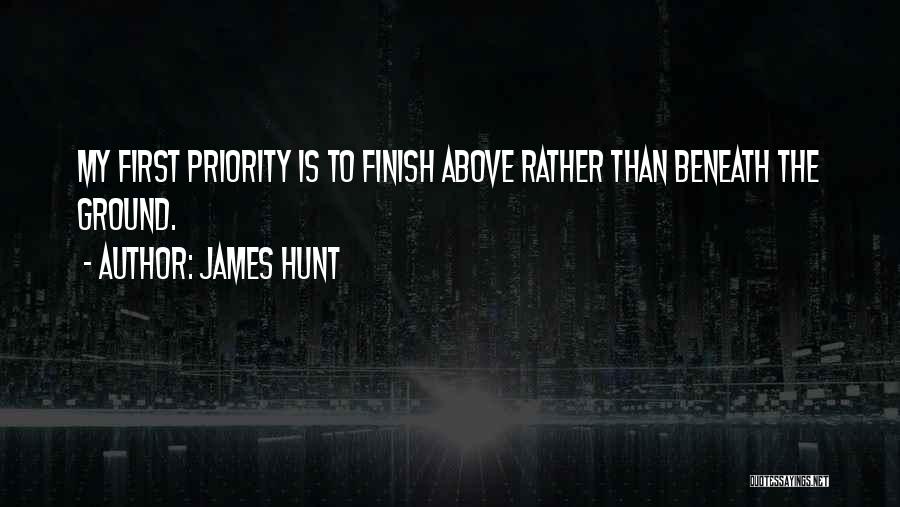 James Hunt Quotes: My First Priority Is To Finish Above Rather Than Beneath The Ground.