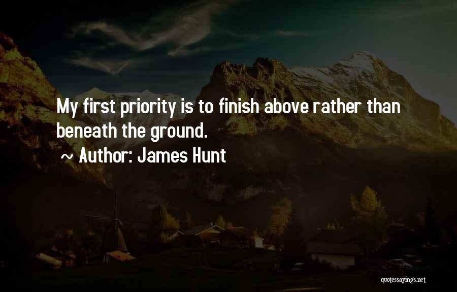 James Hunt Quotes: My First Priority Is To Finish Above Rather Than Beneath The Ground.