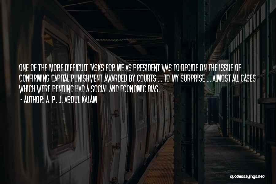 A. P. J. Abdul Kalam Quotes: One Of The More Difficult Tasks For Me As President Was To Decide On The Issue Of Confirming Capital Punishment