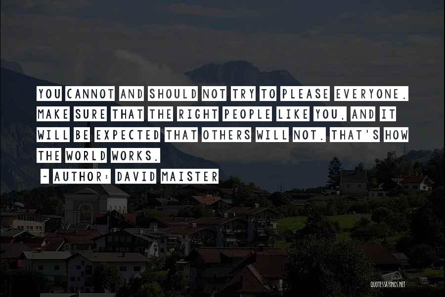 David Maister Quotes: You Cannot And Should Not Try To Please Everyone. Make Sure That The Right People Like You, And It Will