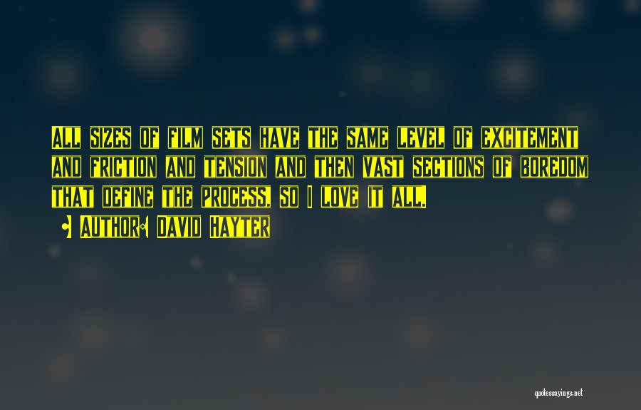 David Hayter Quotes: All Sizes Of Film Sets Have The Same Level Of Excitement And Friction And Tension And Then Vast Sections Of