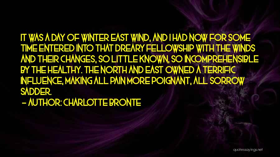 Charlotte Bronte Quotes: It Was A Day Of Winter East Wind, And I Had Now For Some Time Entered Into That Dreary Fellowship