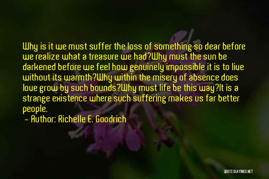 Richelle E. Goodrich Quotes: Why Is It We Must Suffer The Loss Of Something So Dear Before We Realize What A Treasure We Had?why