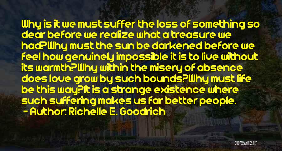 Richelle E. Goodrich Quotes: Why Is It We Must Suffer The Loss Of Something So Dear Before We Realize What A Treasure We Had?why