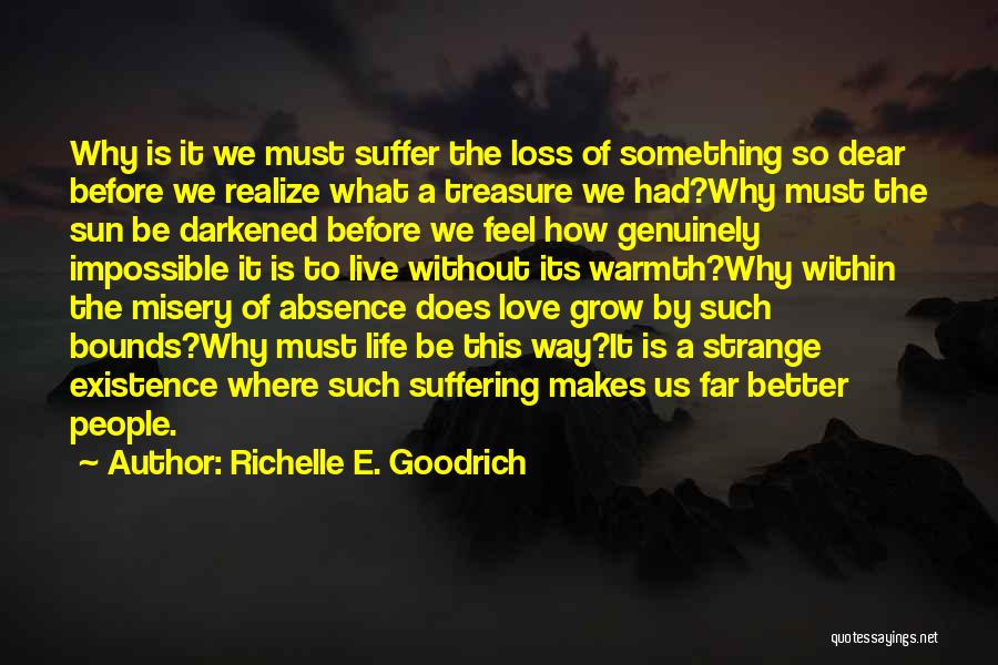 Richelle E. Goodrich Quotes: Why Is It We Must Suffer The Loss Of Something So Dear Before We Realize What A Treasure We Had?why