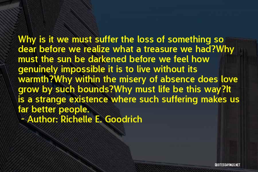 Richelle E. Goodrich Quotes: Why Is It We Must Suffer The Loss Of Something So Dear Before We Realize What A Treasure We Had?why