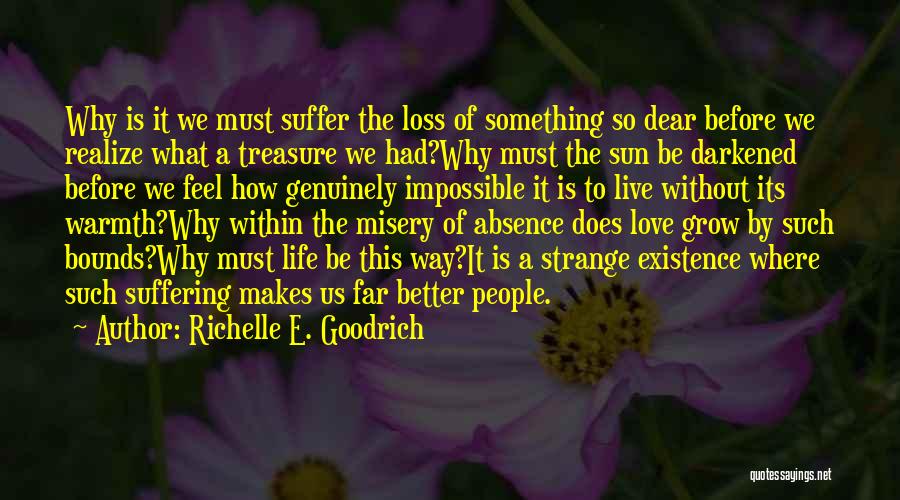 Richelle E. Goodrich Quotes: Why Is It We Must Suffer The Loss Of Something So Dear Before We Realize What A Treasure We Had?why