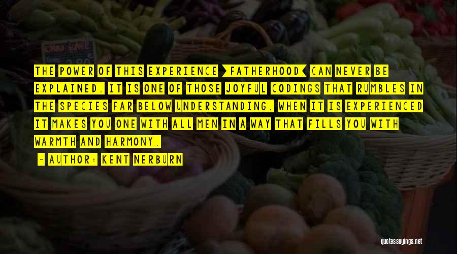 Kent Nerburn Quotes: The Power Of This Experience [fatherhood] Can Never Be Explained. It Is One Of Those Joyful Codings That Rumbles In