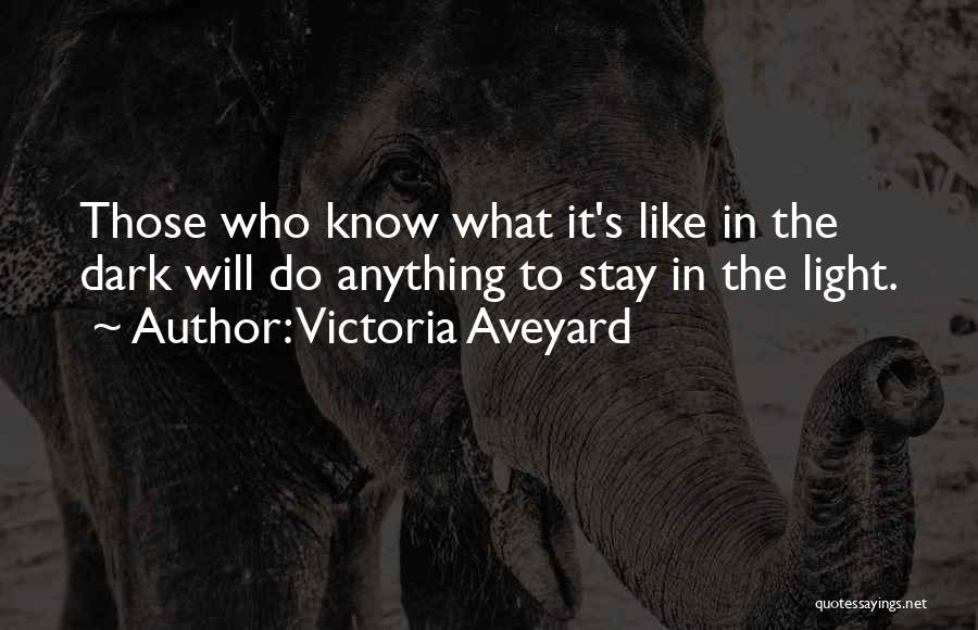 Victoria Aveyard Quotes: Those Who Know What It's Like In The Dark Will Do Anything To Stay In The Light.