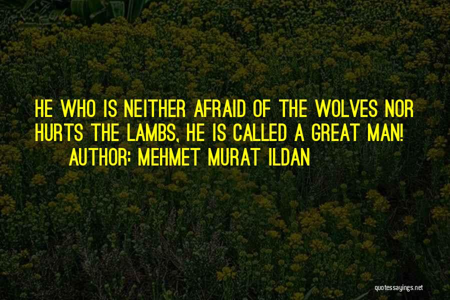 Mehmet Murat Ildan Quotes: He Who Is Neither Afraid Of The Wolves Nor Hurts The Lambs, He Is Called A Great Man!