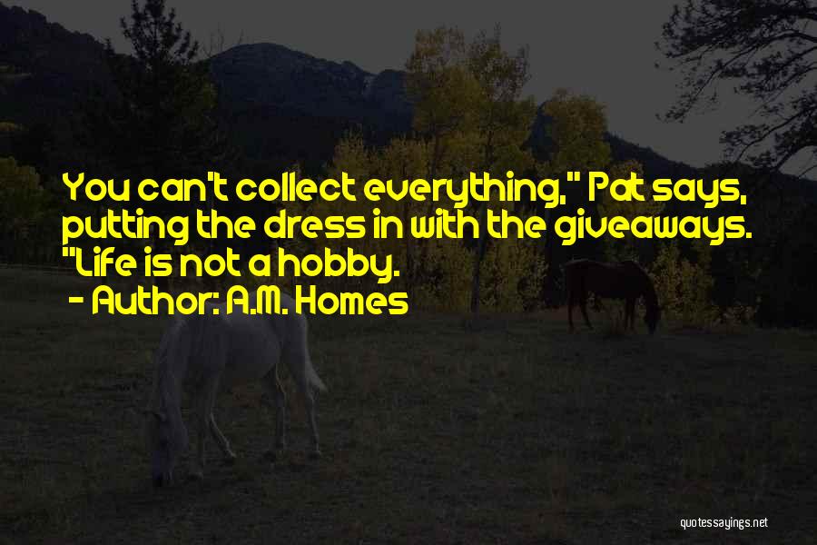 A.M. Homes Quotes: You Can't Collect Everything, Pat Says, Putting The Dress In With The Giveaways. Life Is Not A Hobby.