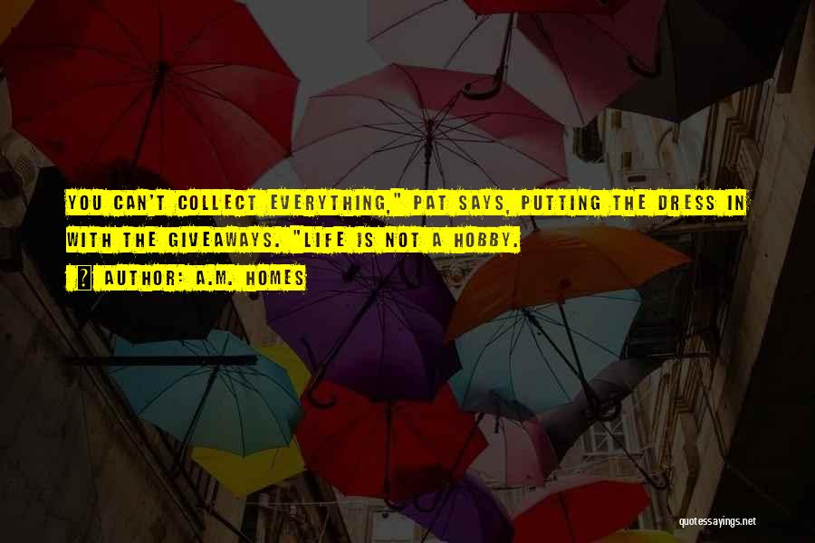 A.M. Homes Quotes: You Can't Collect Everything, Pat Says, Putting The Dress In With The Giveaways. Life Is Not A Hobby.