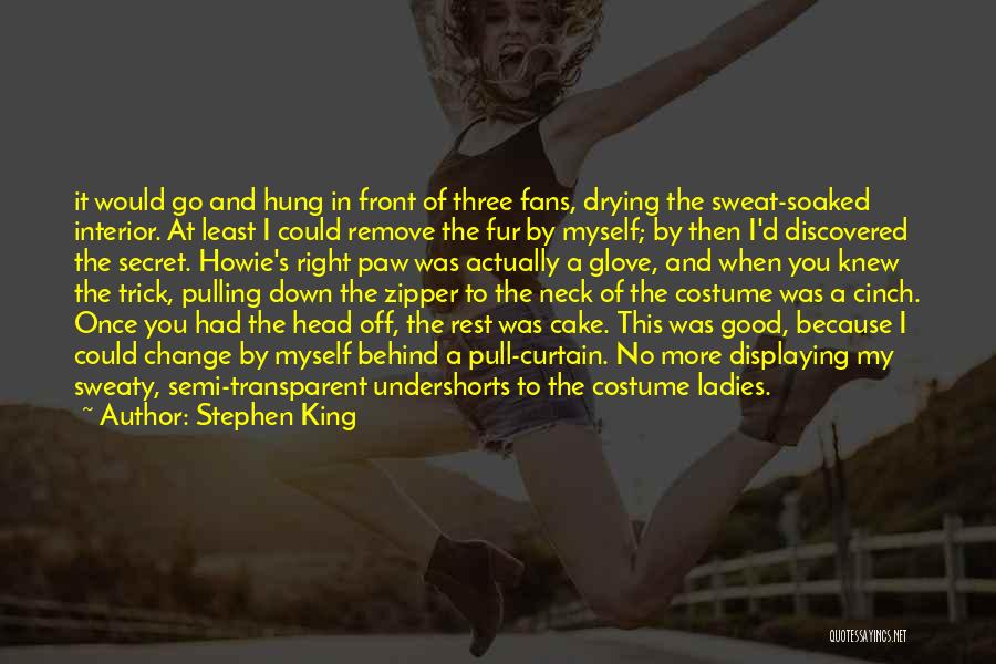 Stephen King Quotes: It Would Go And Hung In Front Of Three Fans, Drying The Sweat-soaked Interior. At Least I Could Remove The