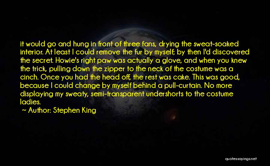 Stephen King Quotes: It Would Go And Hung In Front Of Three Fans, Drying The Sweat-soaked Interior. At Least I Could Remove The