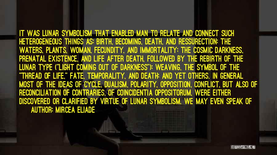 Mircea Eliade Quotes: It Was Lunar Symbolism That Enabled Man To Relate And Connect Such Heterogeneous Things As: Birth, Becoming, Death, And Ressurection;