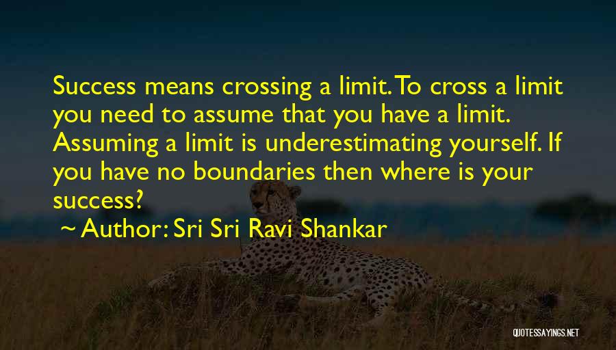 Sri Sri Ravi Shankar Quotes: Success Means Crossing A Limit. To Cross A Limit You Need To Assume That You Have A Limit. Assuming A