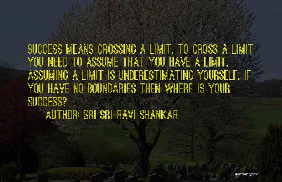 Sri Sri Ravi Shankar Quotes: Success Means Crossing A Limit. To Cross A Limit You Need To Assume That You Have A Limit. Assuming A