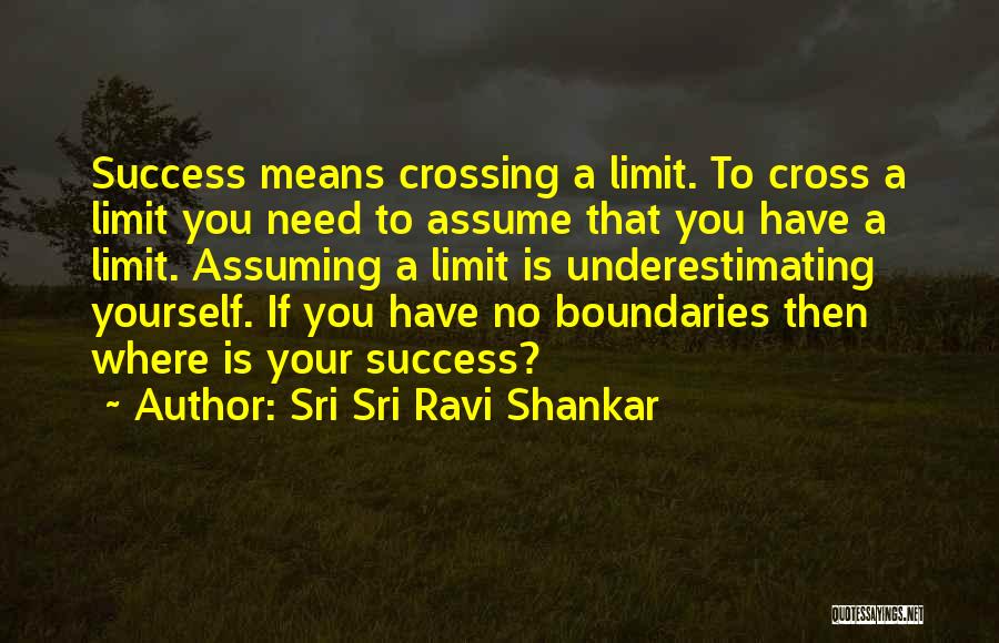 Sri Sri Ravi Shankar Quotes: Success Means Crossing A Limit. To Cross A Limit You Need To Assume That You Have A Limit. Assuming A