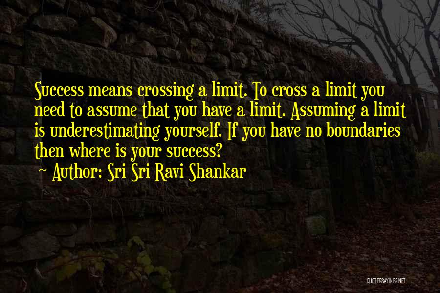 Sri Sri Ravi Shankar Quotes: Success Means Crossing A Limit. To Cross A Limit You Need To Assume That You Have A Limit. Assuming A