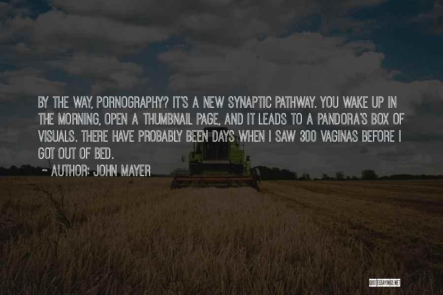 John Mayer Quotes: By The Way, Pornography? It's A New Synaptic Pathway. You Wake Up In The Morning, Open A Thumbnail Page, And