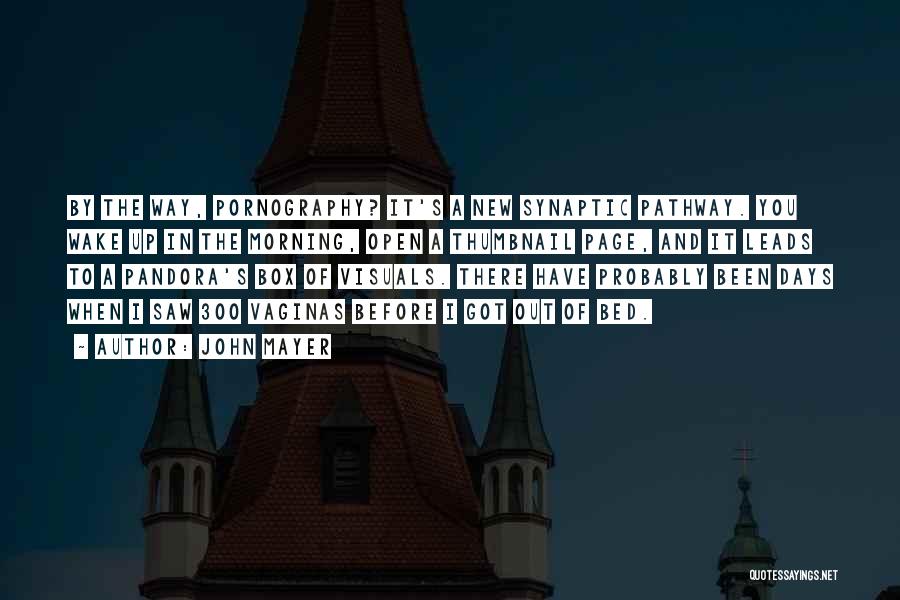 John Mayer Quotes: By The Way, Pornography? It's A New Synaptic Pathway. You Wake Up In The Morning, Open A Thumbnail Page, And