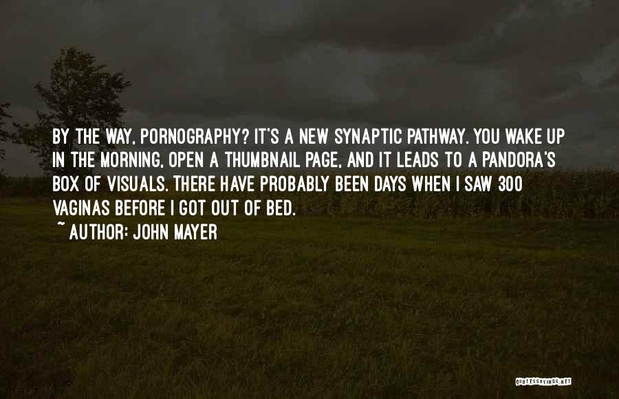 John Mayer Quotes: By The Way, Pornography? It's A New Synaptic Pathway. You Wake Up In The Morning, Open A Thumbnail Page, And