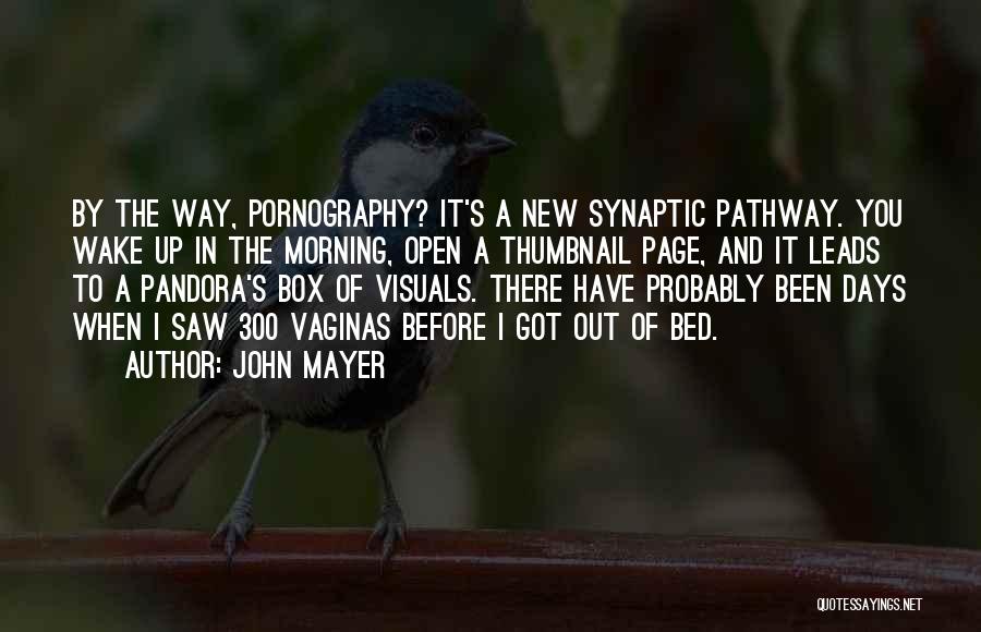 John Mayer Quotes: By The Way, Pornography? It's A New Synaptic Pathway. You Wake Up In The Morning, Open A Thumbnail Page, And