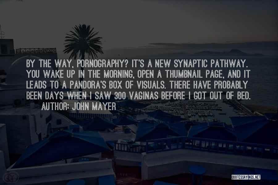 John Mayer Quotes: By The Way, Pornography? It's A New Synaptic Pathway. You Wake Up In The Morning, Open A Thumbnail Page, And