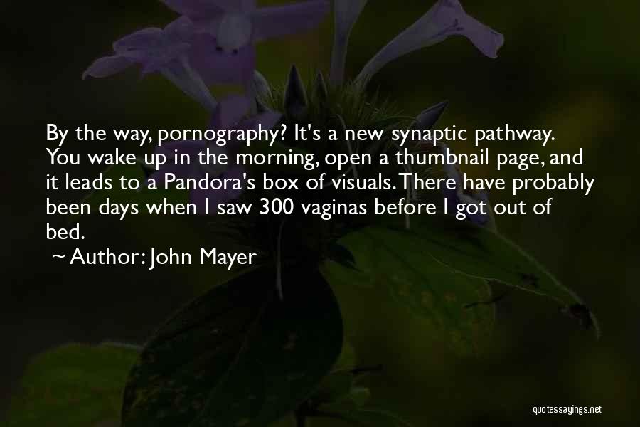 John Mayer Quotes: By The Way, Pornography? It's A New Synaptic Pathway. You Wake Up In The Morning, Open A Thumbnail Page, And