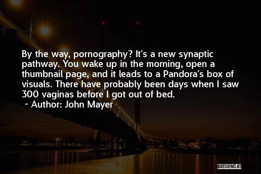 John Mayer Quotes: By The Way, Pornography? It's A New Synaptic Pathway. You Wake Up In The Morning, Open A Thumbnail Page, And