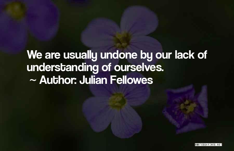 Julian Fellowes Quotes: We Are Usually Undone By Our Lack Of Understanding Of Ourselves.