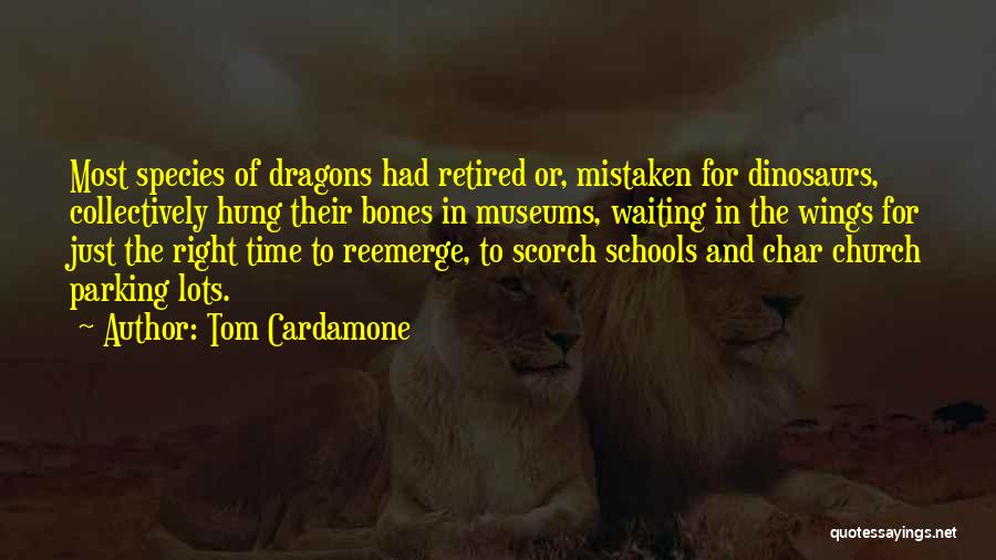 Tom Cardamone Quotes: Most Species Of Dragons Had Retired Or, Mistaken For Dinosaurs, Collectively Hung Their Bones In Museums, Waiting In The Wings