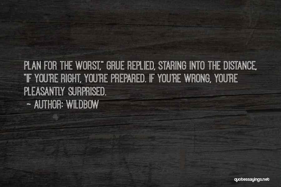 Wildbow Quotes: Plan For The Worst, Grue Replied, Staring Into The Distance, If You're Right, You're Prepared. If You're Wrong, You're Pleasantly