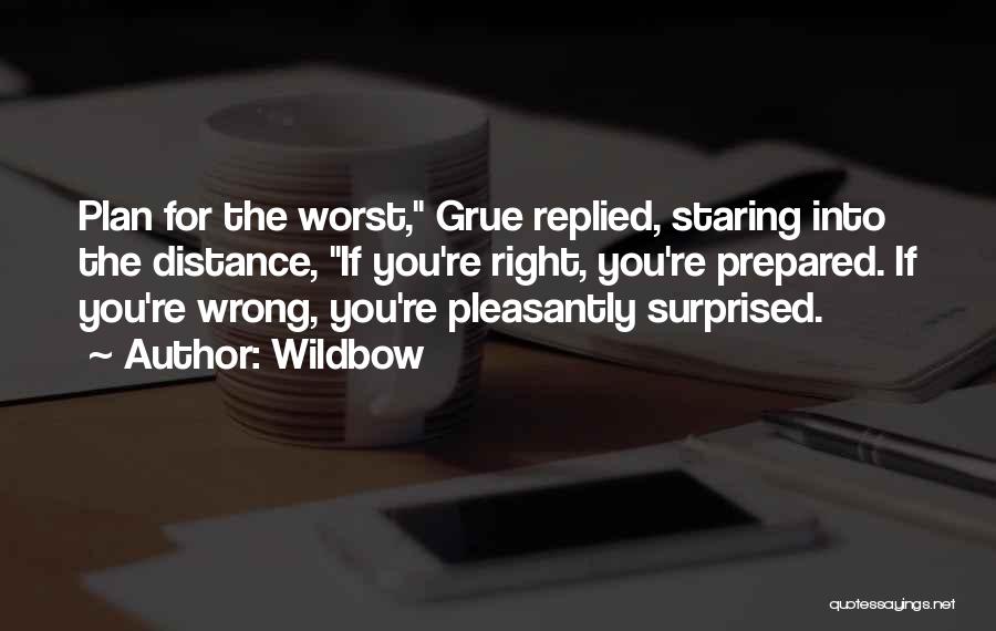 Wildbow Quotes: Plan For The Worst, Grue Replied, Staring Into The Distance, If You're Right, You're Prepared. If You're Wrong, You're Pleasantly