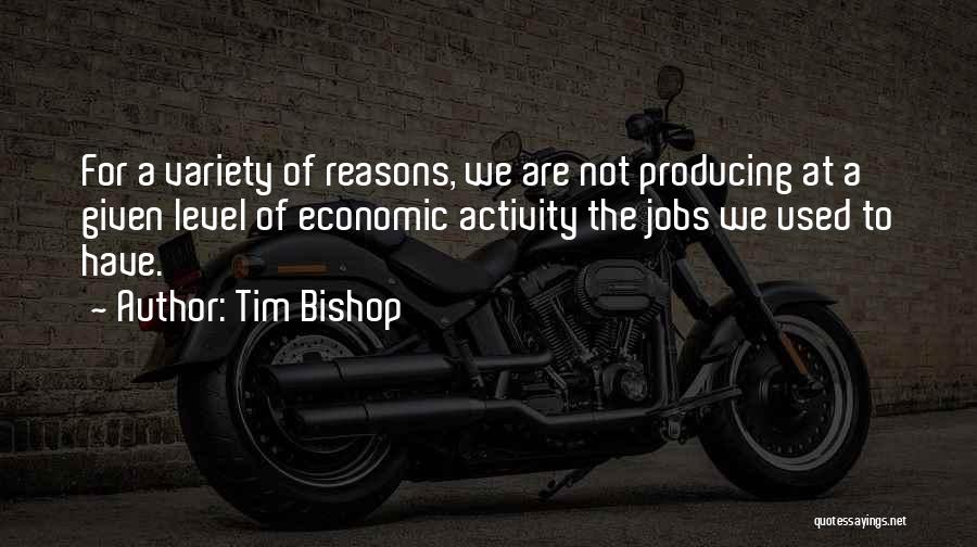 Tim Bishop Quotes: For A Variety Of Reasons, We Are Not Producing At A Given Level Of Economic Activity The Jobs We Used