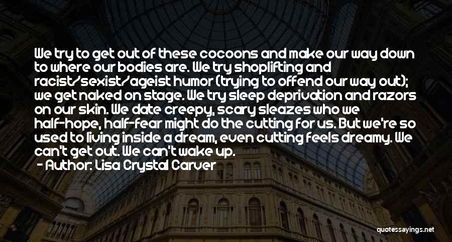 Lisa Crystal Carver Quotes: We Try To Get Out Of These Cocoons And Make Our Way Down To Where Our Bodies Are. We Try