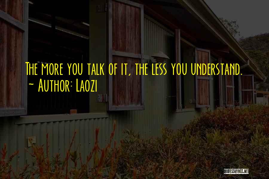 Laozi Quotes: The More You Talk Of It, The Less You Understand.