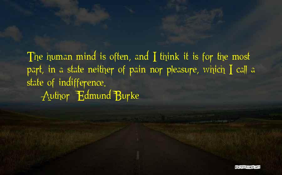 Edmund Burke Quotes: The Human Mind Is Often, And I Think It Is For The Most Part, In A State Neither Of Pain