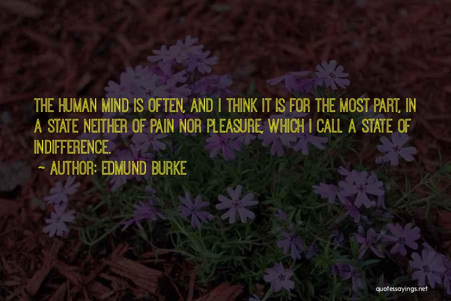 Edmund Burke Quotes: The Human Mind Is Often, And I Think It Is For The Most Part, In A State Neither Of Pain