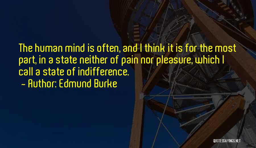 Edmund Burke Quotes: The Human Mind Is Often, And I Think It Is For The Most Part, In A State Neither Of Pain