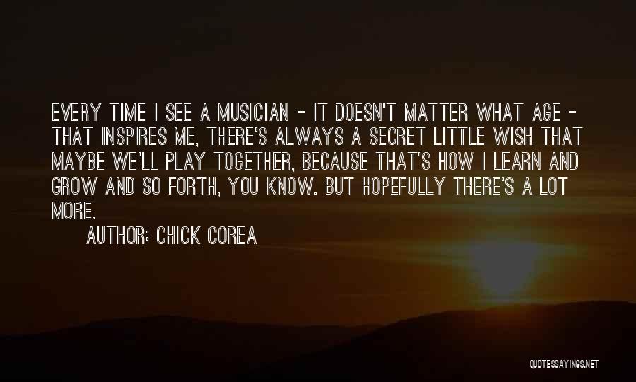 Chick Corea Quotes: Every Time I See A Musician - It Doesn't Matter What Age - That Inspires Me, There's Always A Secret