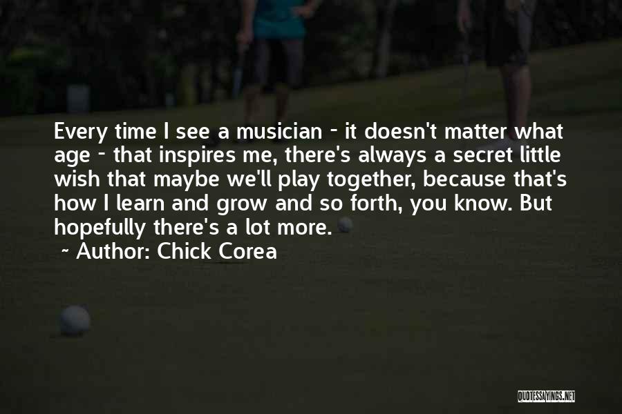 Chick Corea Quotes: Every Time I See A Musician - It Doesn't Matter What Age - That Inspires Me, There's Always A Secret