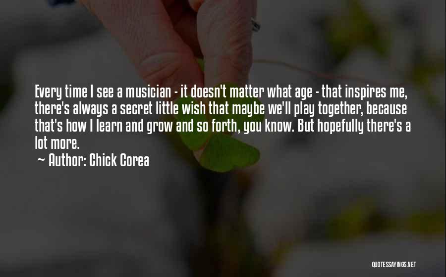 Chick Corea Quotes: Every Time I See A Musician - It Doesn't Matter What Age - That Inspires Me, There's Always A Secret
