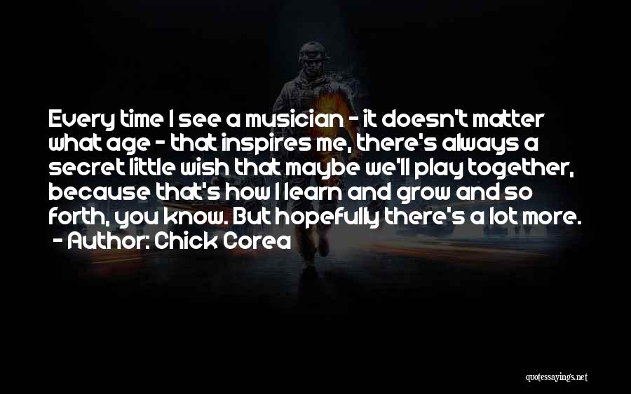 Chick Corea Quotes: Every Time I See A Musician - It Doesn't Matter What Age - That Inspires Me, There's Always A Secret